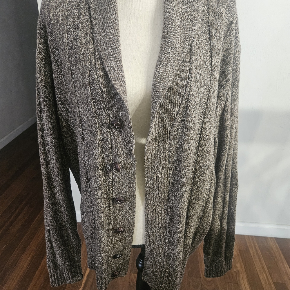 JOS. A. BANK Executive Collection Mens Lambswool Brown Cardigan Grandpa Core XL